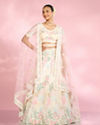 Cream Floral Sitara Embroidered Lehenga with Round Trimmed Latkans