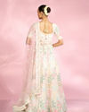 Mohey Women Cream Floral Sitara Embroidered Lehenga with Round Trimmed Latkans