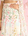Mohey Women Cream Floral Sitara Embroidered Lehenga with Round Trimmed Latkans