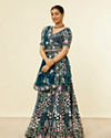 Mohey Women Teal Blue Floral Embroidered Lehenga