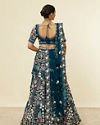Mohey Women Teal Blue Floral Embroidered Lehenga