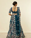 alt message - Mohey Women Teal Blue Floral Embroidered Lehenga image number 3