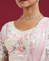 Mohey Women Cream Floral Sitara Embroidered Lehenga with Round Trimmed Latkans