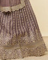 Mohey Women Purple Floral Aari Embroidered Bridal Lehenga