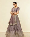 Mohey Women Purple Floral Aari Embroidered Bridal Lehenga
