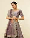 alt message - Mohey Women Purple Floral Aari Embroidered Lehenga image number 1