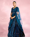 Mohey Women Teal Blue Lehenga with Rhinestone Embellishments