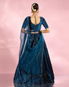 Mohey Women Teal Blue Lehenga with Rhinestone Embellishments