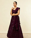 Mohey Women Wine Chevron Bel Buti Patterned Sequinned Lehenga