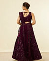 Mohey Women Wine Chevron Bel Buti Patterned Sequinned Lehenga