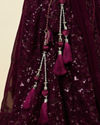 Mohey Women Wine Chevron Bel Buti Patterned Sequinned Lehenga