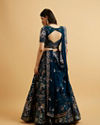 Mohey Women Teal Blue Floral Embroidered Sequinned Lehenga