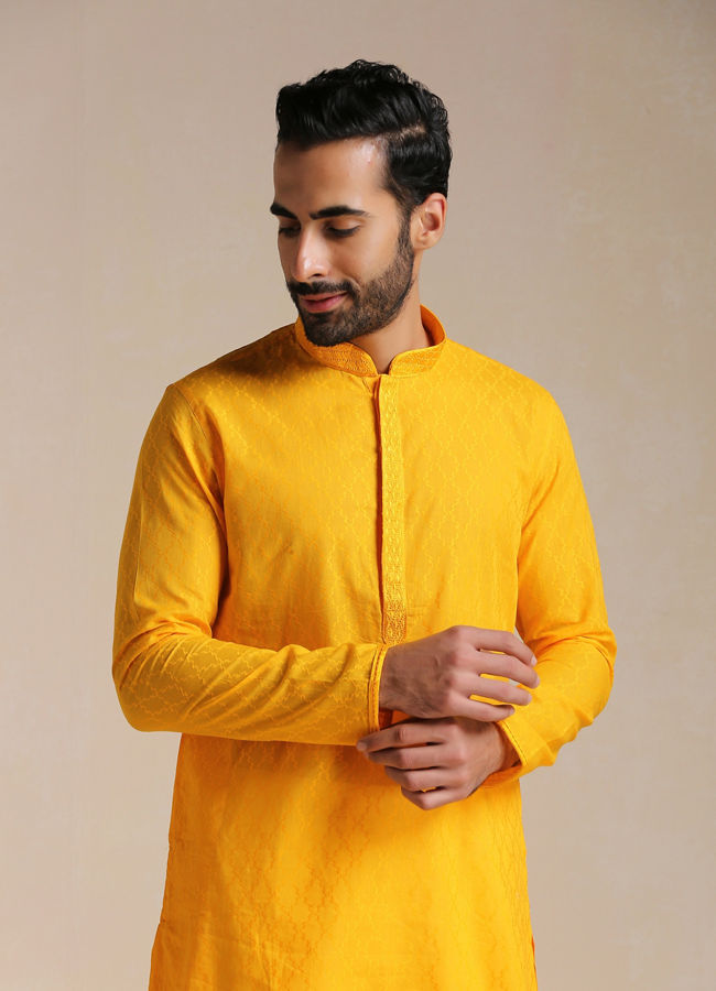 Light
                                    Orange Jacquard Kurta Set