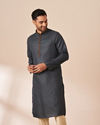 Manyavar Men Dark Blue Printed Kurta Pajama
