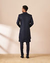 Manyavar Men Dark Blue Embellished Jacket Style Indo Western