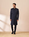 Manyavar Men Dark Blue Embellished Jacket Style Indo Western