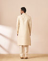 alt message - Manyavar Men Cream Jacket Style Sherwani with All Over work image number 3