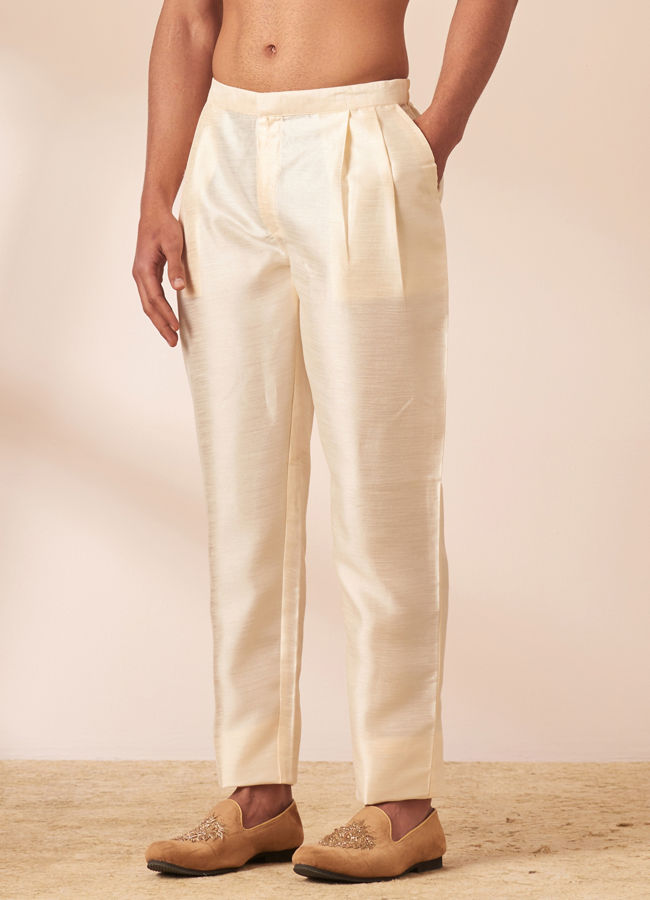 Manyavar Men Cream Jacket Style Sherwani with All Over work