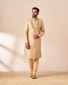 Manyavar Men Beige Sherwani with All Over Detailing