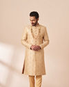 Manyavar Men Beige Sherwani with All Over Detailing