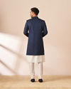 Manyavar Men Blue Self Design Indo Western image number 4