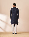 Manyavar Men Dark Blue Self Design Indo Western
