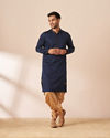 Manyavar Men Dark Blue Velvet Jacket Style Indo Western
