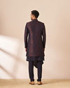 Manyavar Men Blue and Maroon Achkan Indo Western