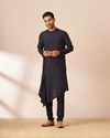 Manyavar Men Blue and Maroon Achkan Indo Western