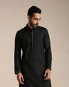 alt message - Manyavar Men Charcoal Black Printed Kurta Set image number 0