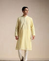 alt message - Manyavar Men Mellow Yellow Chikankari Embroidered Kurta Set image number 1