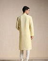 alt message - Manyavar Men Mellow Yellow Chikankari Embroidered Kurta Set image number 3