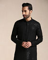 alt message - Manyavar Men Black Chikankari Kurta Set image number 0