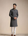 alt message - Manyavar Men Light Grey Chikankari Kurta Set image number 1