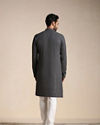 alt message - Manyavar Men Light Grey Chikankari Kurta Set image number 3