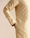 Manyavar Men Golden Beige Self Patterned Kurta Set