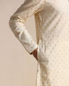 Manyavar Men Biscuit Beige Jacquard Patterned Kurta Set