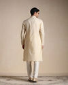 alt message - Manyavar Men Biscuit Beige Jacquard Patterned Kurta Set image number 3