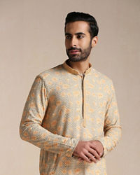 Manyavar Men Peach and Pista Green Chikankari