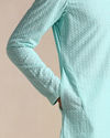 Manyavar Men Aquamarine Blue Chikankari Kurta Set