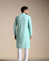 alt message - Manyavar Men Aquamarine Blue Chikankari Kurta Set image number 3