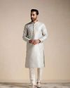 Manyavar Men Cloud Silver Grey Self Patterned Kurta Set