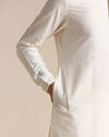 Manyavar Men Pearl White Embroidered Neck Kurta Set