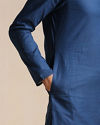 Manyavar Men Plain Blue Cotton Kurta