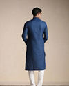 alt message - Manyavar Men Plain Blue Cotton Kurta image number 3