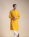 Manyavar Men Candlelight Orange Placket Detailed Kurta Set
