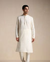 Manyavar Men Cream White Patterned Placket Kurta Set