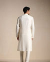 Manyavar Men Cream White Patterned Placket Kurta Set