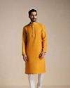 alt message - Manyavar Men Sunrise Orange Placket Detailed Kurta Set image number 1