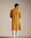 alt message - Manyavar Men Sunrise Orange Placket Detailed Kurta Set image number 3